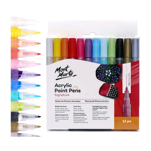 MONT MARTE ACRYLIC PAINT PENS Fine Tip 12pc(3)